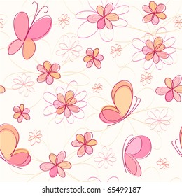 background with butterfly and flowers