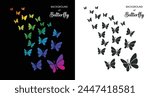 background of butterfly flying on black background ,Beautiful butterfly silhouette logo isolate vector illustratio