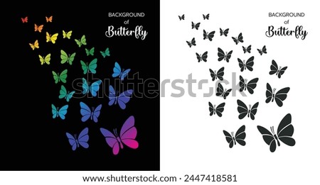 background of butterfly flying on black background ,Beautiful butterfly silhouette logo isolate vector illustratio