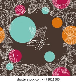 Background with butterfly. hand drawn