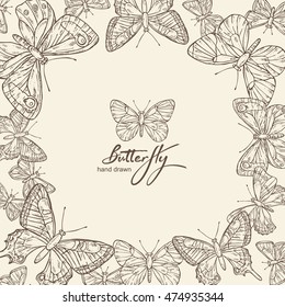 Background with butterfly. hand drawn
