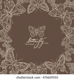 Background with butterfly. hand drawn