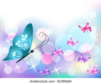 Background with butterfly and stars