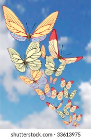 Background with butterfly. Vector.