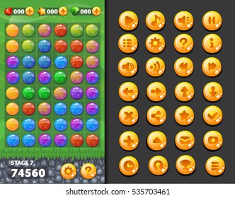 background and buttons for mobile game development, ui design kit