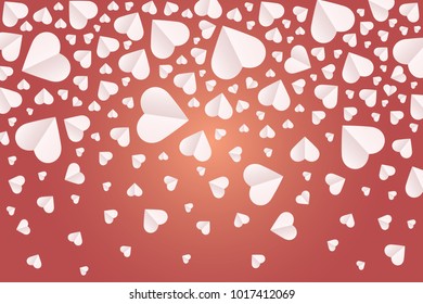 Background by many hearts vector icon, White heart on the red background, Paper cut of heart shape, Logo of valentine day and love symbol.