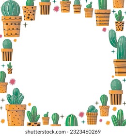 Background Cactus on Pot Illustration 