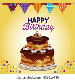 background with cake, flags and confetti