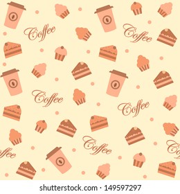 background with cakes and coffee cups