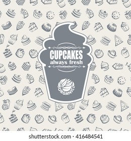 background with cakes and cupcakes