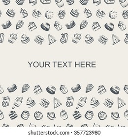 fondo de pasteles y pastelitos con texto