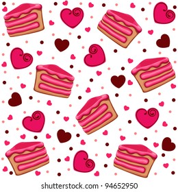 Background with cakes and hearts