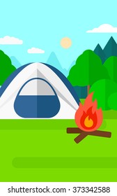 Background of camping site with tent.