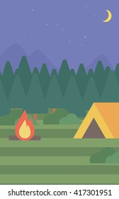 Fondo del camping con tienda.