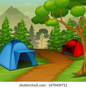 Background of campsite in the nature illustration