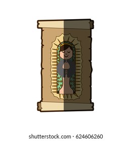 background with canvas of virgin of guadalupe with half shadow vector illustration