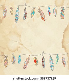 Background or card with feathers - vector graphic illustration