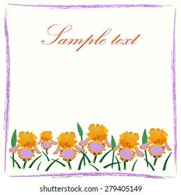 Background for a card with flowers iris.