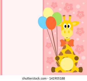 Background card with funny giraffe