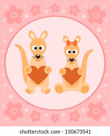  Background card with funny kangaroo cartoon