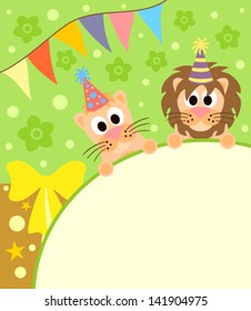  Background card with funny lions