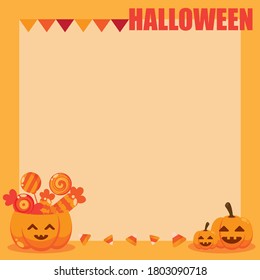 background card of Happy Halloween background. vector cartoon flat design.	