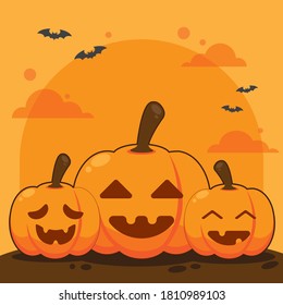 tarjeta de fondo de Happy Halloween fondo. diseño plano de dibujos animados vectoriales.