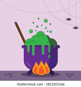 background card of Happy Halloween background. vector cartoon flat design.