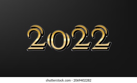 background card of happy new year 2022 with black and gold color