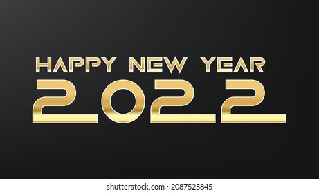 background card of happy new year 2022 with black and gold color