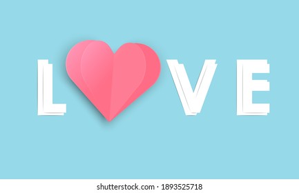 Background card happy valentine's day papercut style 
