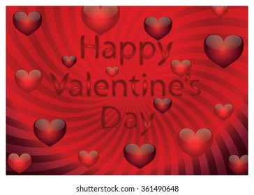 Background for card, "Happy Valentine's Day" with images of hearts. Vector illustration.