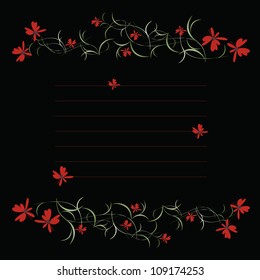 Background card with pattern of red flowers