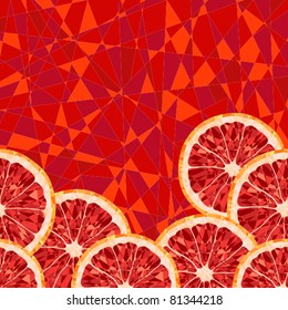 Background a card with red grapefruits