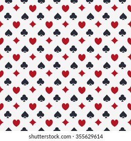 Background with card suits - vector casino or poker seamless pattern