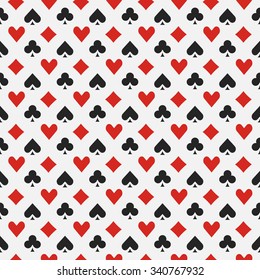 Background with card suits - vector seamless casino or poker pattern