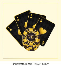 Background with cards and chips Casino, gambling. Vector image.