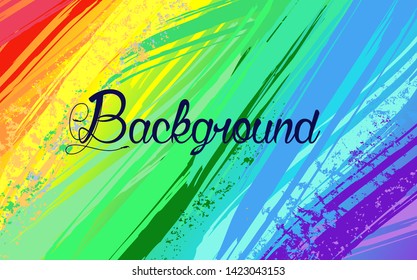 Background carelessly painted blue, green, red, purple, orange, yellow paint.
