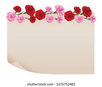 background of carnations illustration with old paper