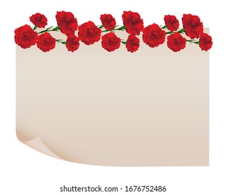 background of carnations illustration with old paper