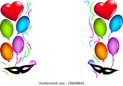 Background with carnival masks and balloons