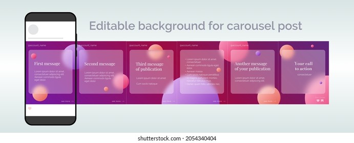 Background for carousel post in glass morphism style