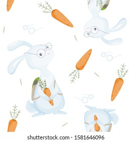 background with carrot and rabbits