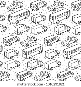 Background with cars and means of transport, repetitive pattern.