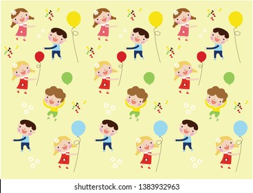 background with cartoon children playing