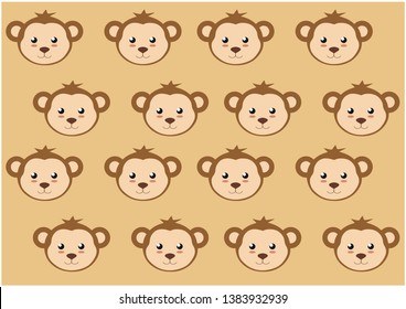 background with cartoon circus animal heads (monkey)