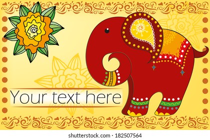 Background with cartoon Indian elephant