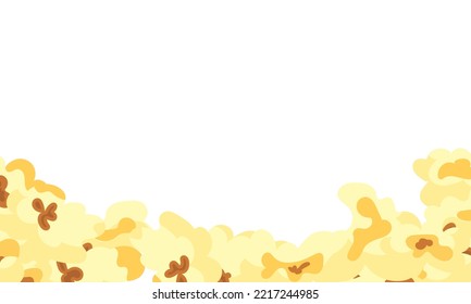 Background cartoon kernels popcorn and pop corn snack. Tasty icon grain maize and salty eat. Caramel sweetcorn for movie and isolated white nutrition. Closeup fluffy treat vector illustration