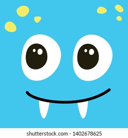 Background with cartoon monster face. Vector illustration.