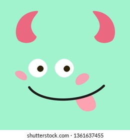 Background with cartoon monster faces. Vector illustration.